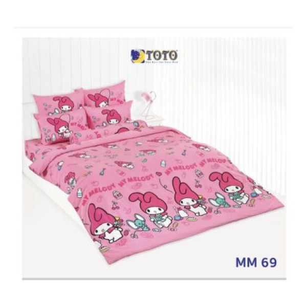 TOTO ชุดครบเซ็ต ผ้านวม6ฟุต แถม ชุดผ้าปู 6 ฟุต ลายลิขสิทธิ์ ลายการ์ตูน