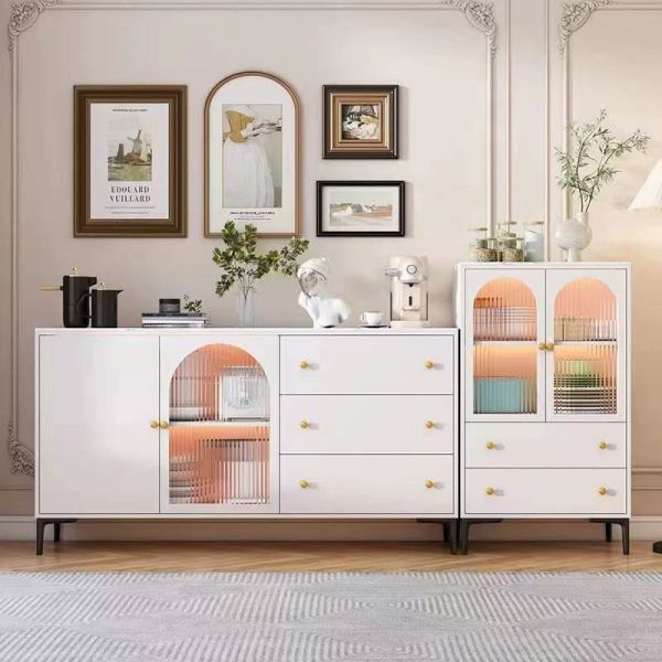 ✨Infinite ตู้เก็บของ ชุดตู้ฝรั่งเศส ตู้ไซด์บอร์ดสีเบจ ความจุขนาดใหญ่