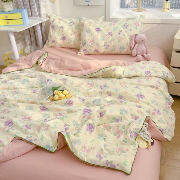 Abraca Dabra ผ้าห่มผ้าฝ้ายถั่วเหลือง พิมพ์ลายการ์ตูน นุ่มระบายอากาศได้ดี 5 ฟุต ลายดแกไม้ สีเหลือง