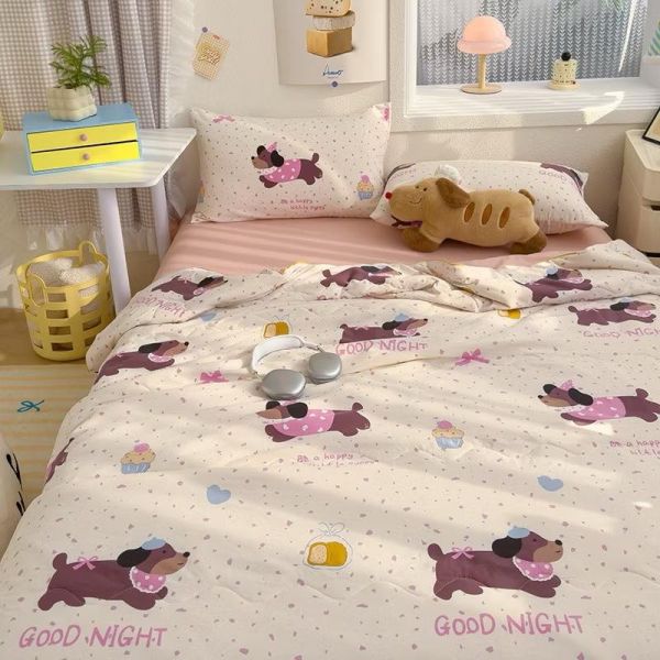 Abraca Dabra ผ้าห่มผ้าฝ้ายถั่วเหลือง พิมพ์ลายการ์ตูน นุ่มระบายอากาศได้ดี 5 ฟุต ลายน้องหมา