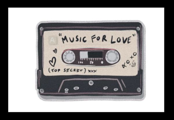[MT06-00000027] พรมเช็ดเท้า พรมดักฝุ่น ลาย Cassette love 60*80 ซม ( Valentine Collection )