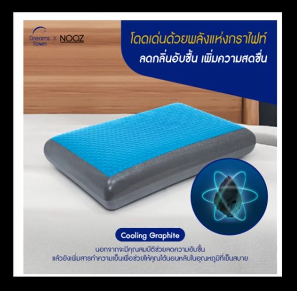 Nooz หมอนเมมโมรี่โฟม หมอนคูลเจล มีแผ่นคูลเจลเพิ่มความเย็น ผสมชาร์โคลลดกลิ่นอับชื้น รุ่น Comfort The Cooling Graphite