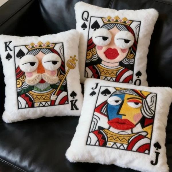 ตุ๊กตาเย็บปักถักร้อยเล่นไพ่เย็บปักถักร้อยหมอนเบาะของขวัญสนุกมูลค่าสูงสําหรับแฟนเพื่อน